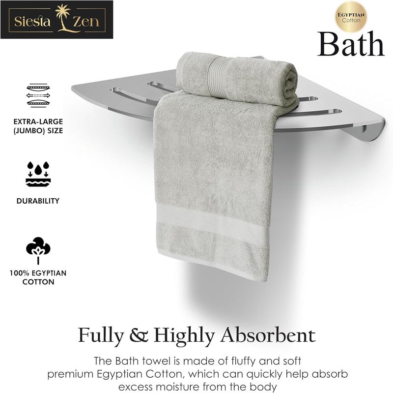 Siesta Zen Premium 100% Egyptian Cotton Bath Towels - 70x140cm, Pack of 2, Super Soft & Absorbent, 600 GSM, Quick Dry, Fade Resistant (Dove Gray) - Image 4